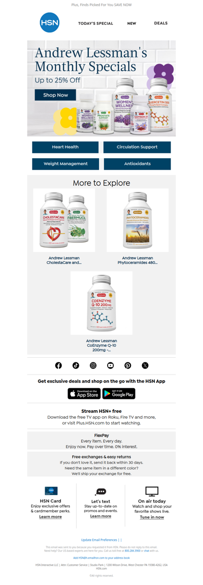 Andrew Lessman Fans— Last Chance for Monthly Specials