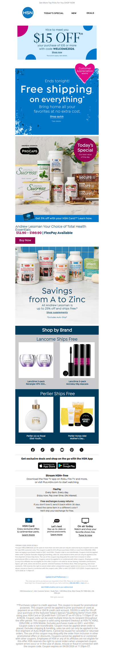 Last Call for Free Shipping + Shop an Andrew Lessman Deal