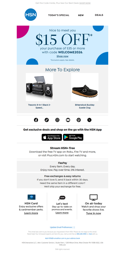 $15 Off Your First Order!