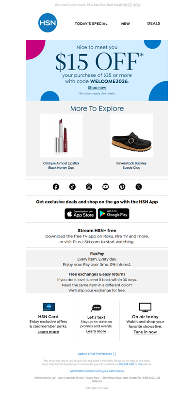 $15 Off Your First Order!