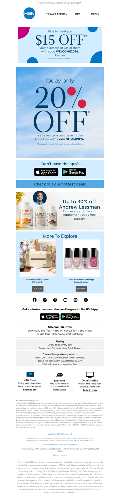 Today Only: Get 20% in the HSN App 📲