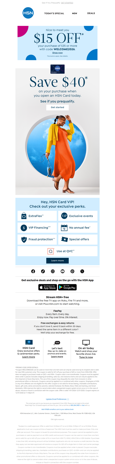 Save $40 When You Open an HSN Card Today