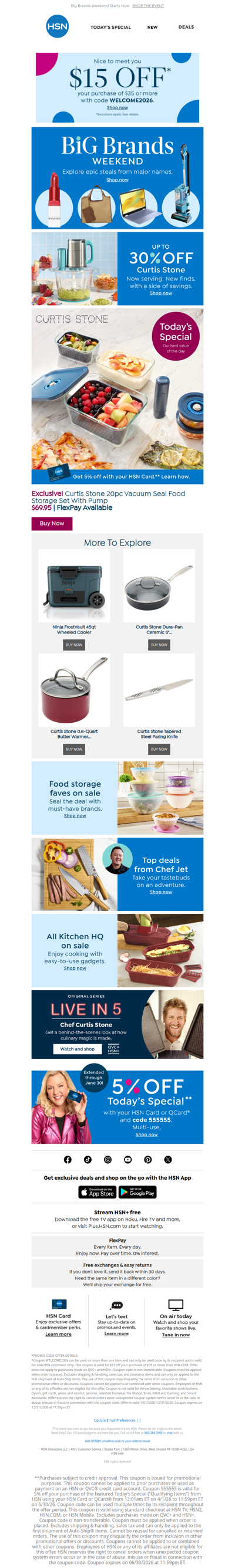 Keep Food Fresh with Curtis Stone & 5 FlexPay Sitewide