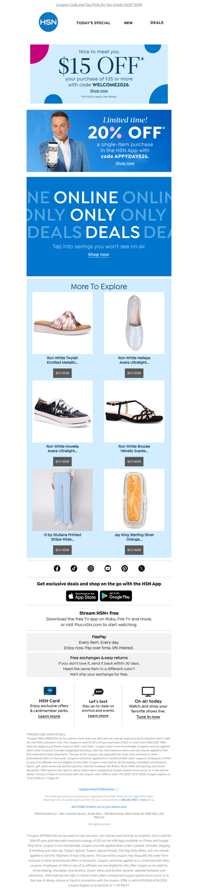 Online-Only Deals + Save an Extra 20% in the HSN App