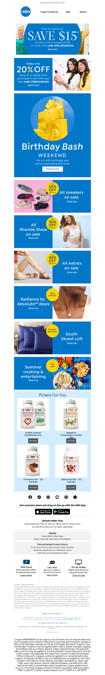 Our Birthday Bash Is On! Save 20% in the HSN App