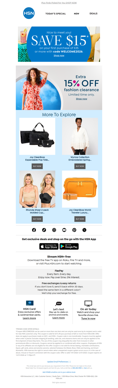 Last Chance: Extra 15% Off Fashion Clearance