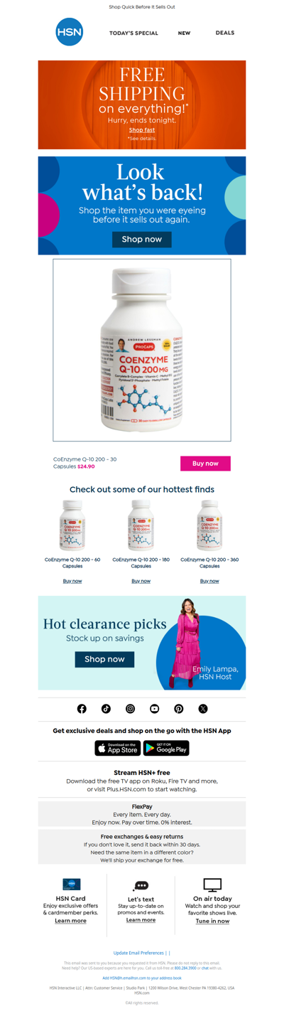 Lucky You, It's Back + Free Shipping! CoEnzyme Q-10 200 - 30 Capsules
