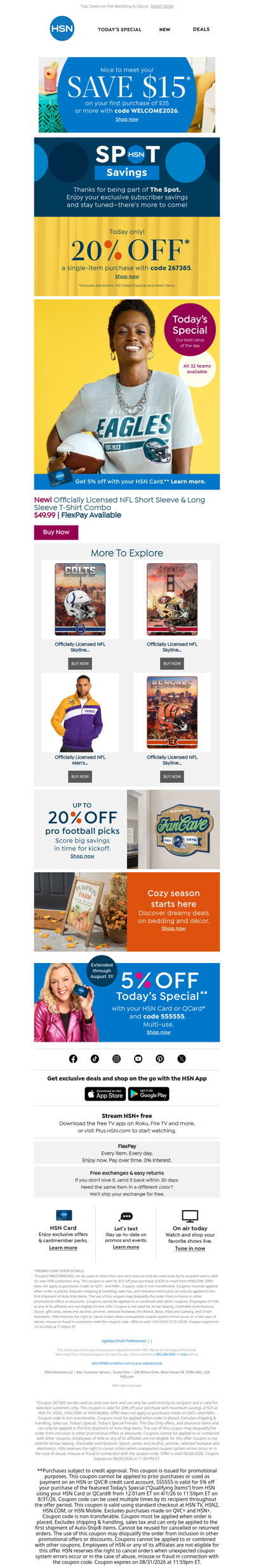 Score 🏈 Official Fan Gear + 20% Off Today Only