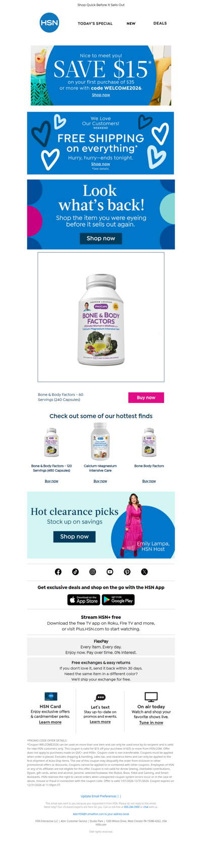 Lucky You, It's Back & Ships Free! Bone & Body Factors - 60 Servings...