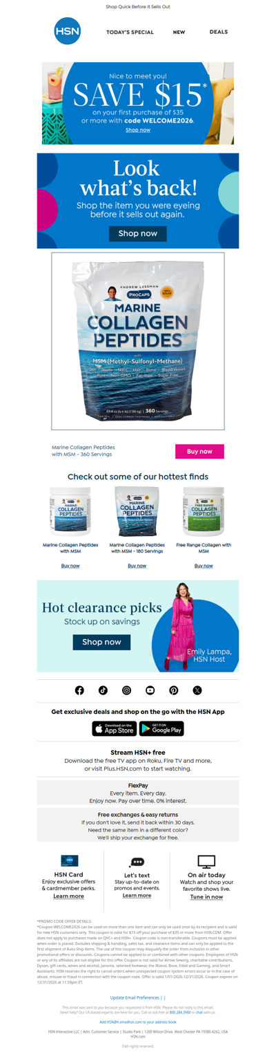 Lucky You, It's Back! Marine Collagen Peptides with MSM -...