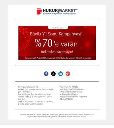 HukukMarket’te Yıl Sonu Kampanyası Başlıyor. %70’e Varan İndirimleri Kaçırmayın!