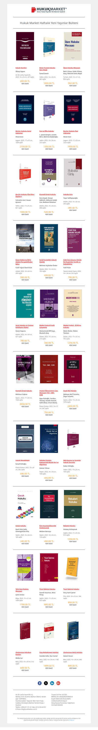 Hukuk Market- Yeni Yayınlar Bülteni ( 28 Ekim 2025)