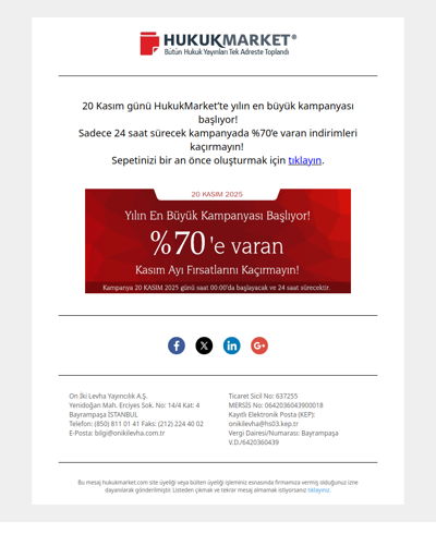 Hukuk Market’te Yılın En Büyük Kampanyası Başlıyor!