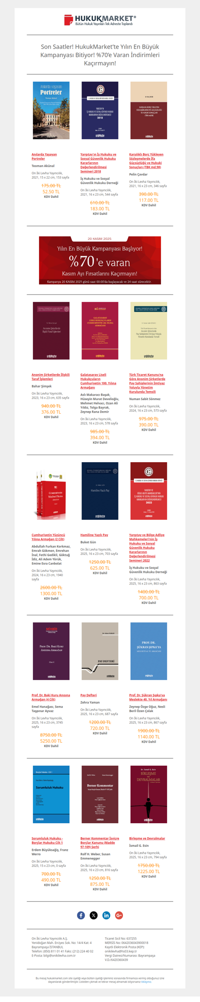 Son Saatler! HukukMarket’te Yılın En Büyük Kampanyası Bitiyor! %70’e Varan İndirimleri Kaçırmayın!