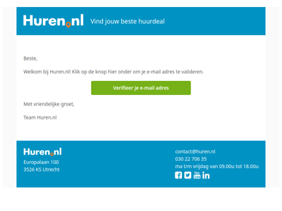 Welkom bij Huren.nl! Verifieer je e-mailadres