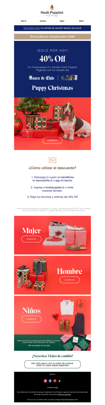 CUPONES ACTIVOS | 𝗧𝗢𝗗𝗢 𝟰𝟬%𝗢𝗙𝗙 con Banco Chile 🎅🎁