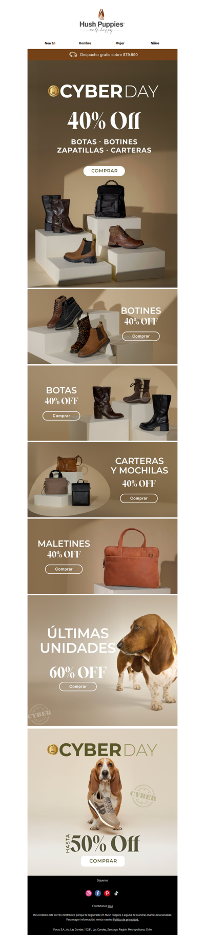 40% off TODO Botas, Botines , Carteras y Maletines Cyber