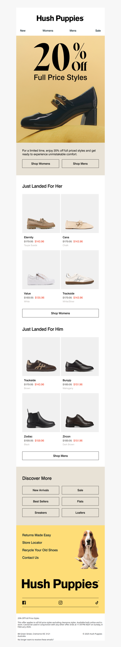 20% off full price styles