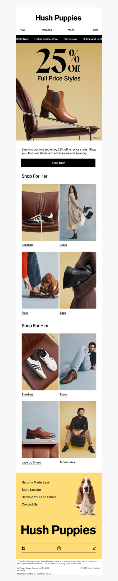 25% off full price styles