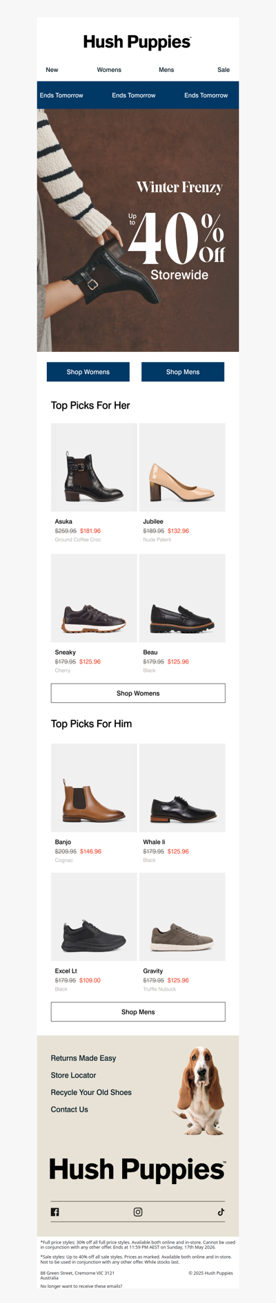 Ends Tomorrow | Up to 40% off Storewide