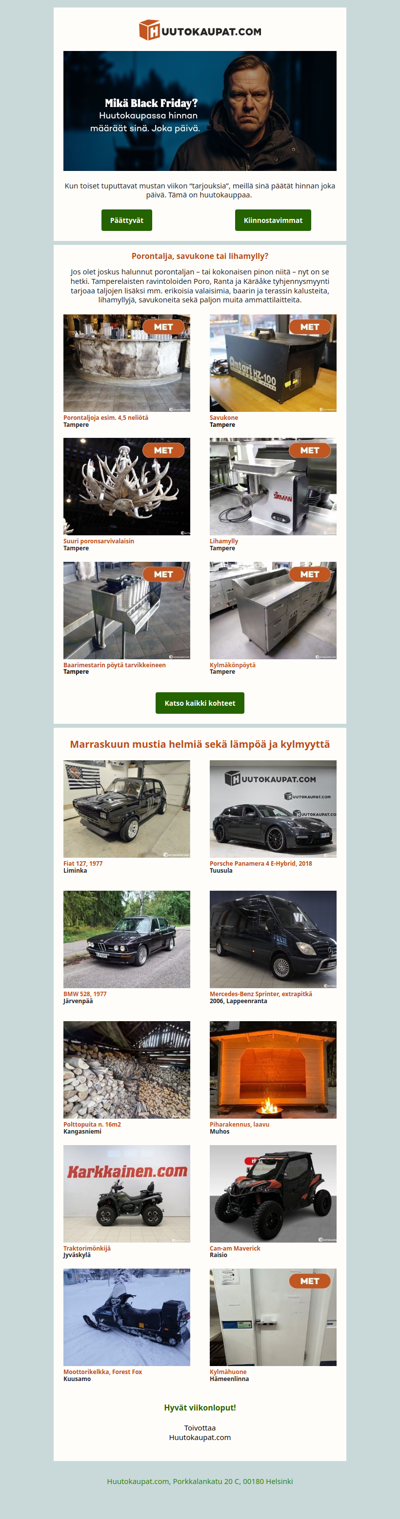 Porontaljoista savukoneisiin ja marraskuun mustiin helmiin