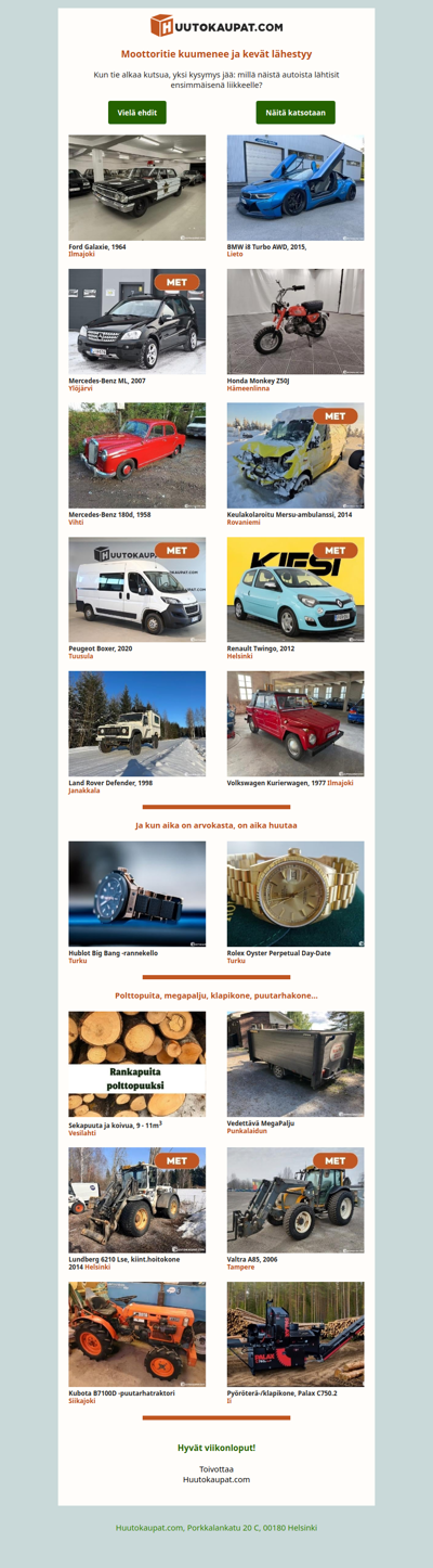 Nyt on autovalikoimaa kevään teille