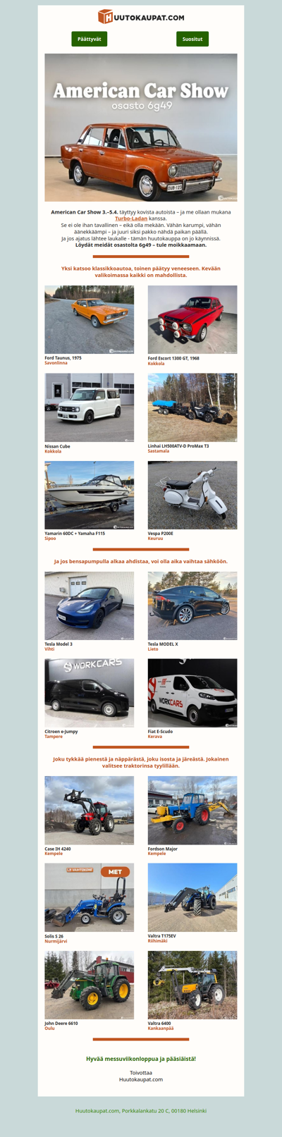 Turbo-Lada, kuumottavat traktorit ja sähköautot