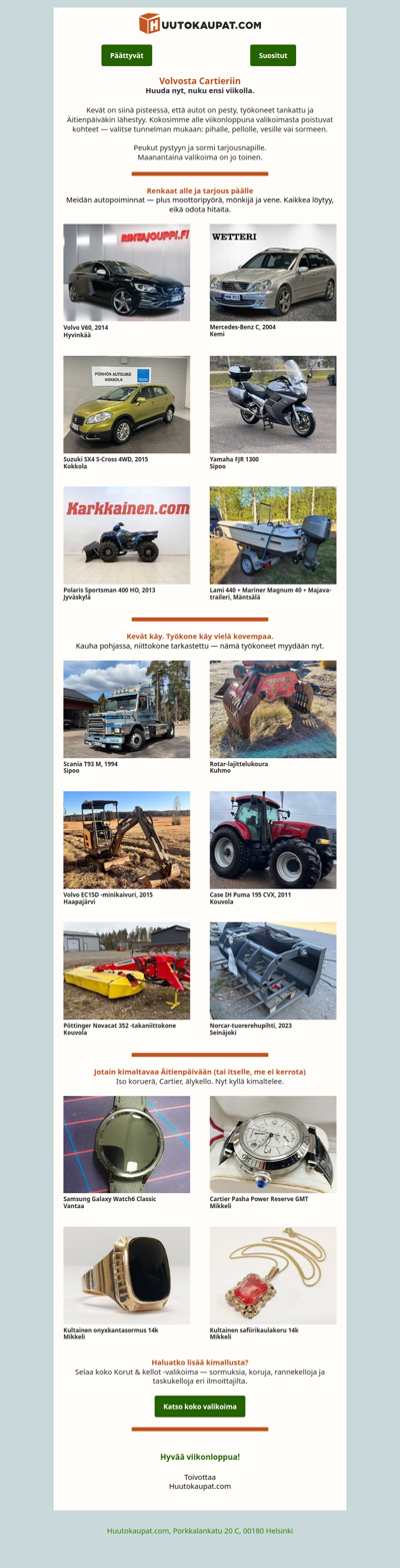 Volvosta Cartieriin – ensi viikolla valikoima on jo toinen