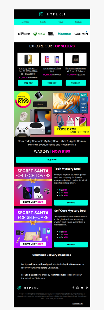 Black Friday Mystery Deals: Unbox Deals on Apple 📱Xbox 🎮, Hisense 📺 & More—From Only R199! 💥