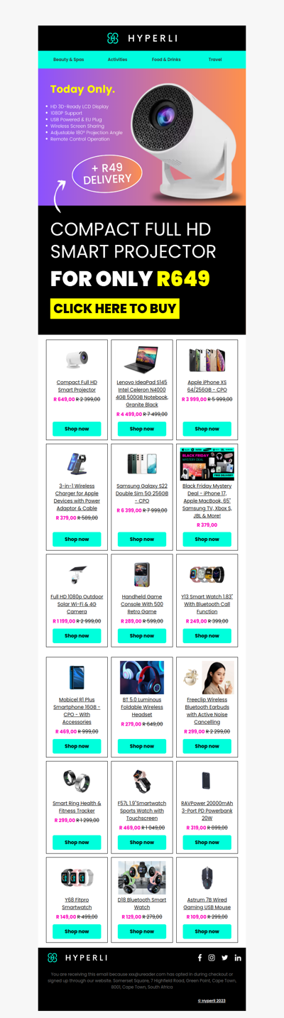 Movie Nights Just Got Better 🍿 Full HD Smart Projector @ R649 + R49 Delivery 💸