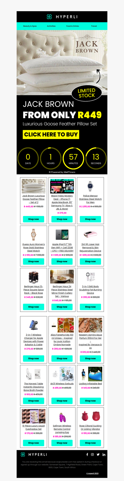 Limited Stock: Jack Brown Goose Feather Pillows from R449! 💤