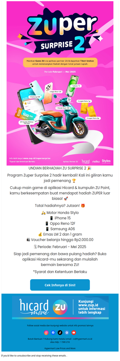 🎉 ZUPER SURPRISE 2 KEMBALI HADIR 🎉