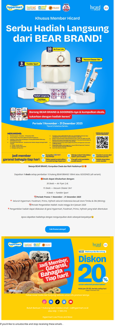 Belanja BEAR BRAND, Kumpulkan Deals, dan Raih Hadiahnya🤩