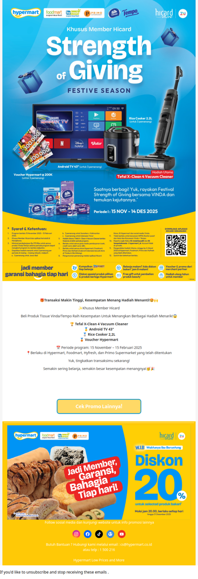 🎁Belanja Produk Vinda/Tempo, Bisa Menangkan Hadiah!🥳