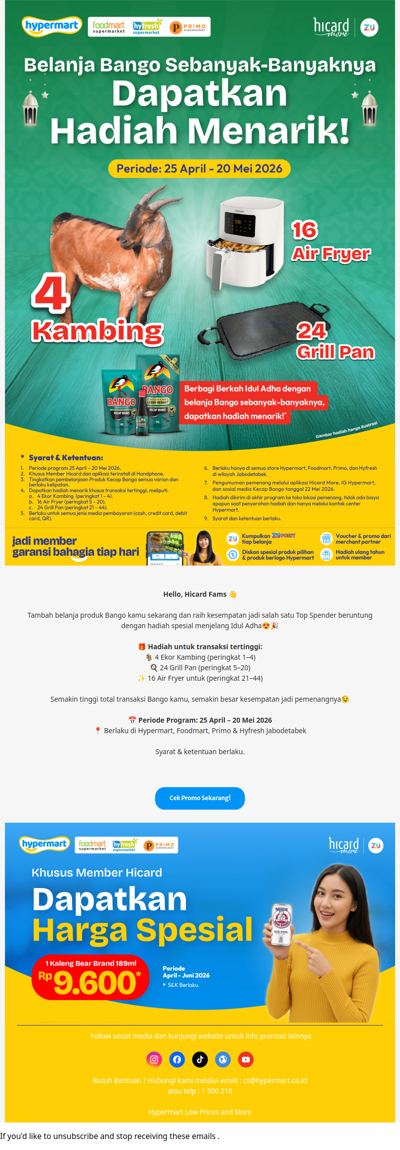 Saatnya kejar Hadiah Kambing menjelang Idul Adha🐐 dengan tambah belanja Bango di Hypermart✨