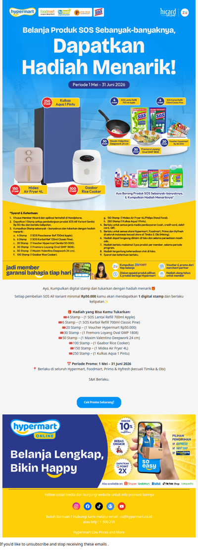 🚨Belanja SOS Sekarang, Kesempatan Menang Hadiah Kulkas & Air Fryer masih ada!✨