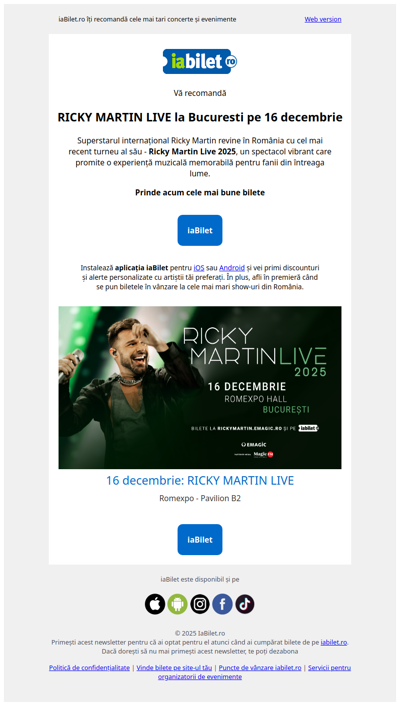 RICKY MARTIN LIVE la Bucuresti!