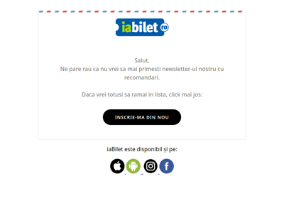 iaBilet.ro: Ai fost dezabonat/a