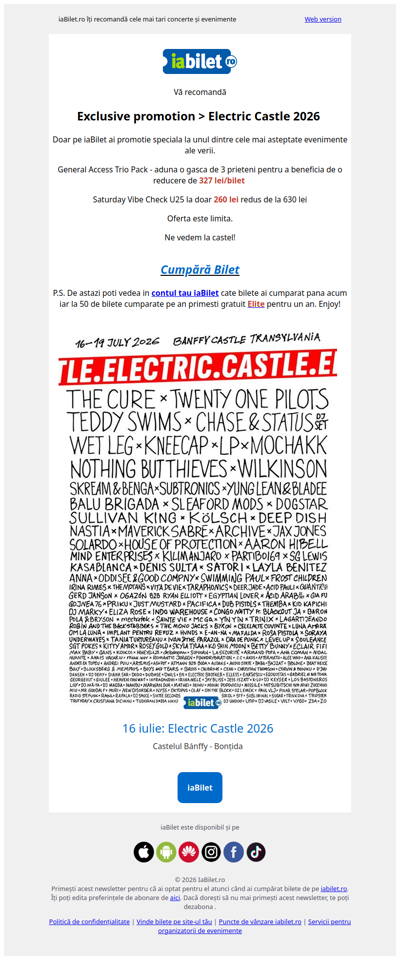 Exclusive promotion > Electric Castle 2026
