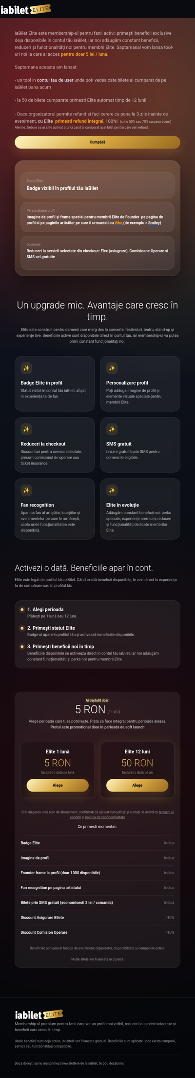 iaBilet Elite - doua beneficii noi
