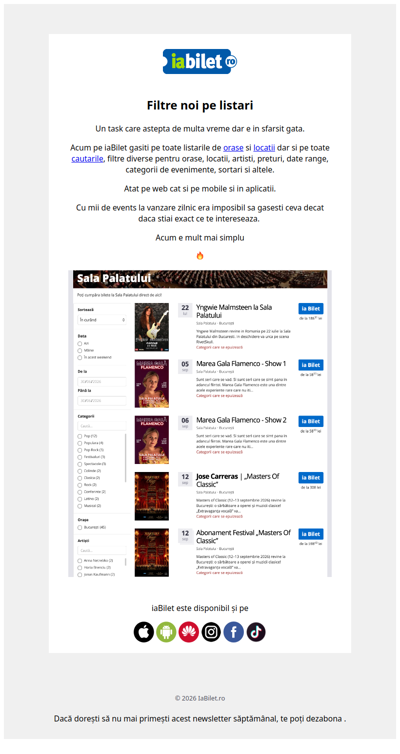 Filtre noi pe listarile din site si app