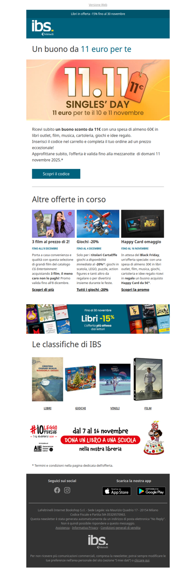 Un buono sconto da 11 euro per te, solo fino a domani