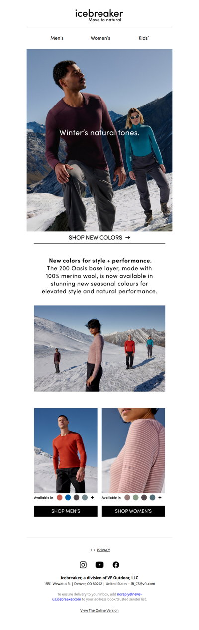 New colors for the original merino base layer