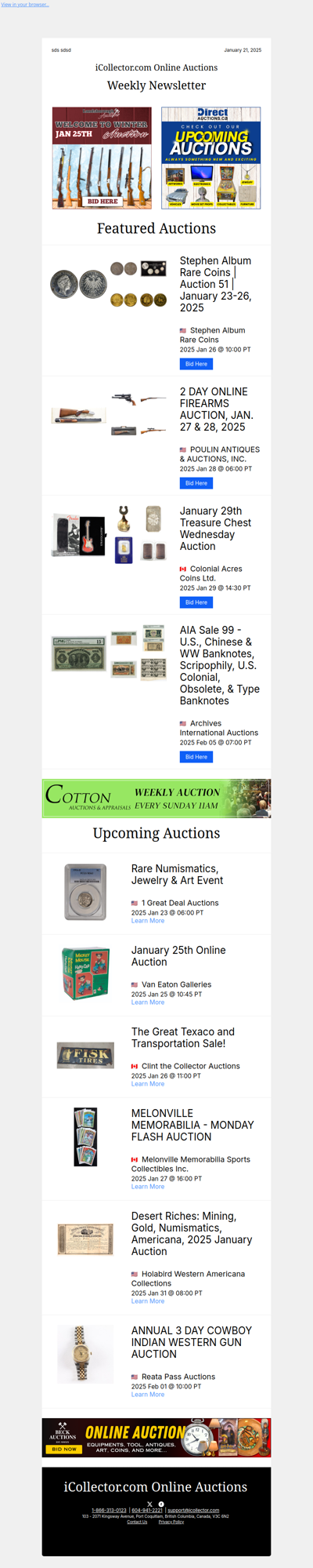 iCollector Auction News