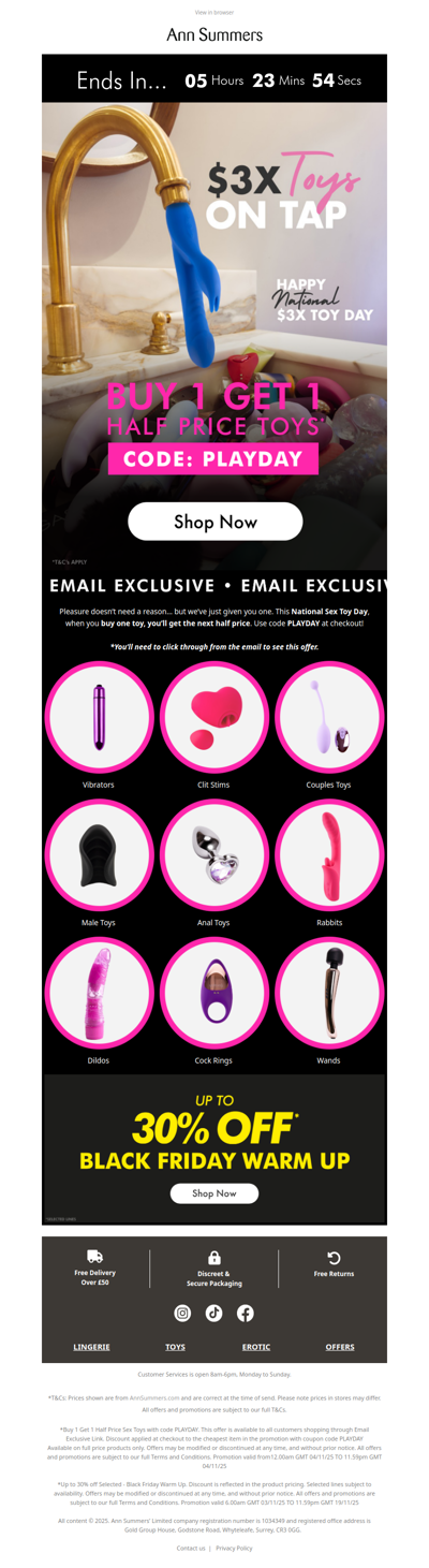 Ends Midnight! Buy One, Get One Half Price Sex Toys😍