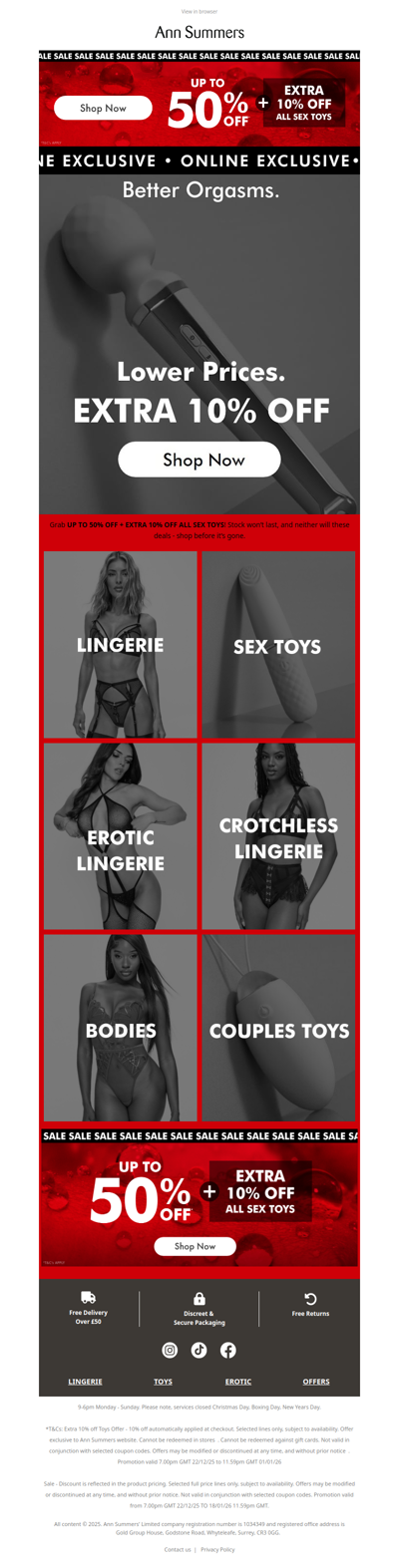 UP TO 50% OFF + EXTRA 10% OFF ALL SEX TOYS🚨