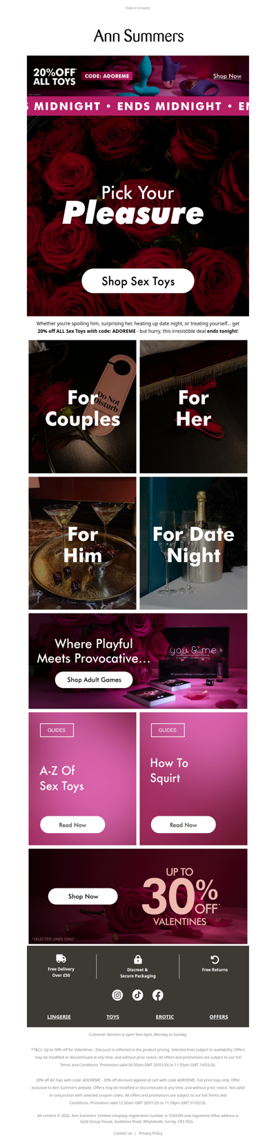 ENDS TONIGHT - 20% Off ALL Sex Toys ⏳