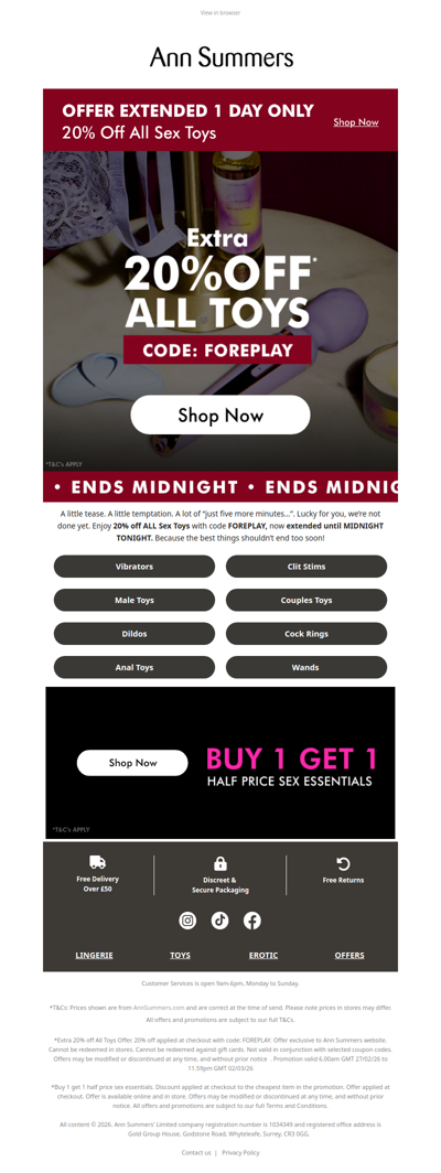 EXTENDED | 20% OFF ALL TOYS 💦