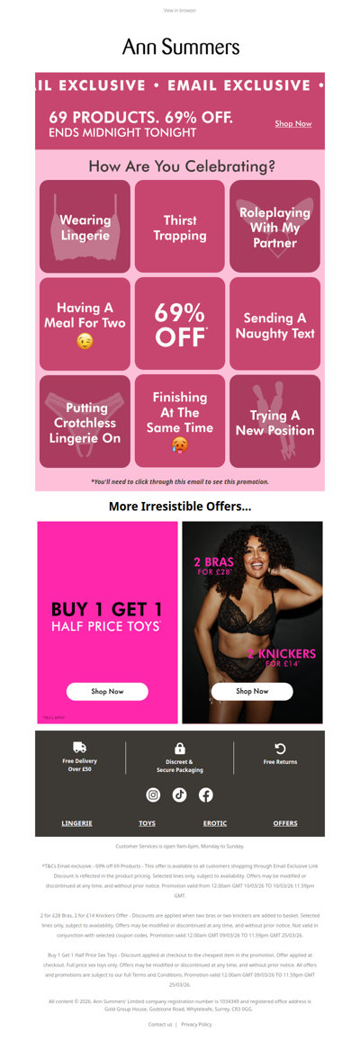 69% OFF. 69 PRODUCTS. ENDS MIDNIGHT.