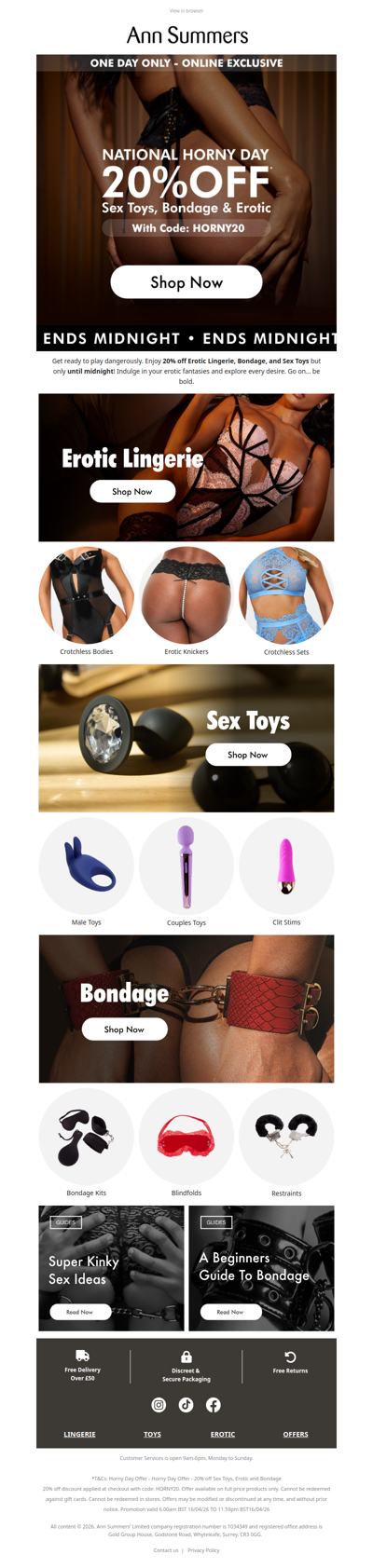 Get Horny With 20% Off - ENDS MIDNIGHT😈